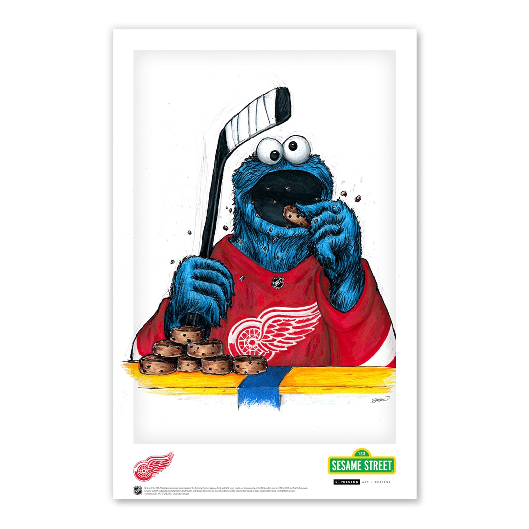 Amazon.com: Detroit Red Wings Cookie Monster NHL Looney Tunes Art